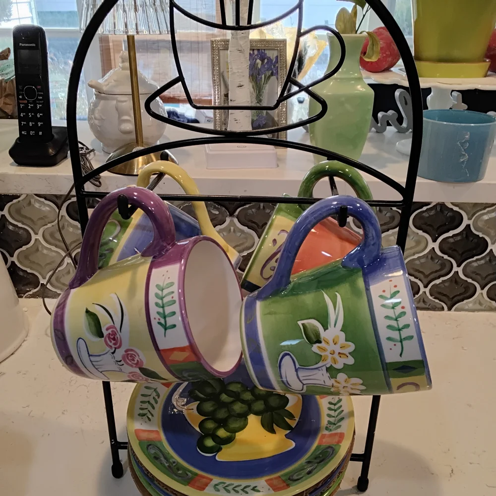 9 Pieces Colorful Ceramic Set with Stand - Picture 4 of 8